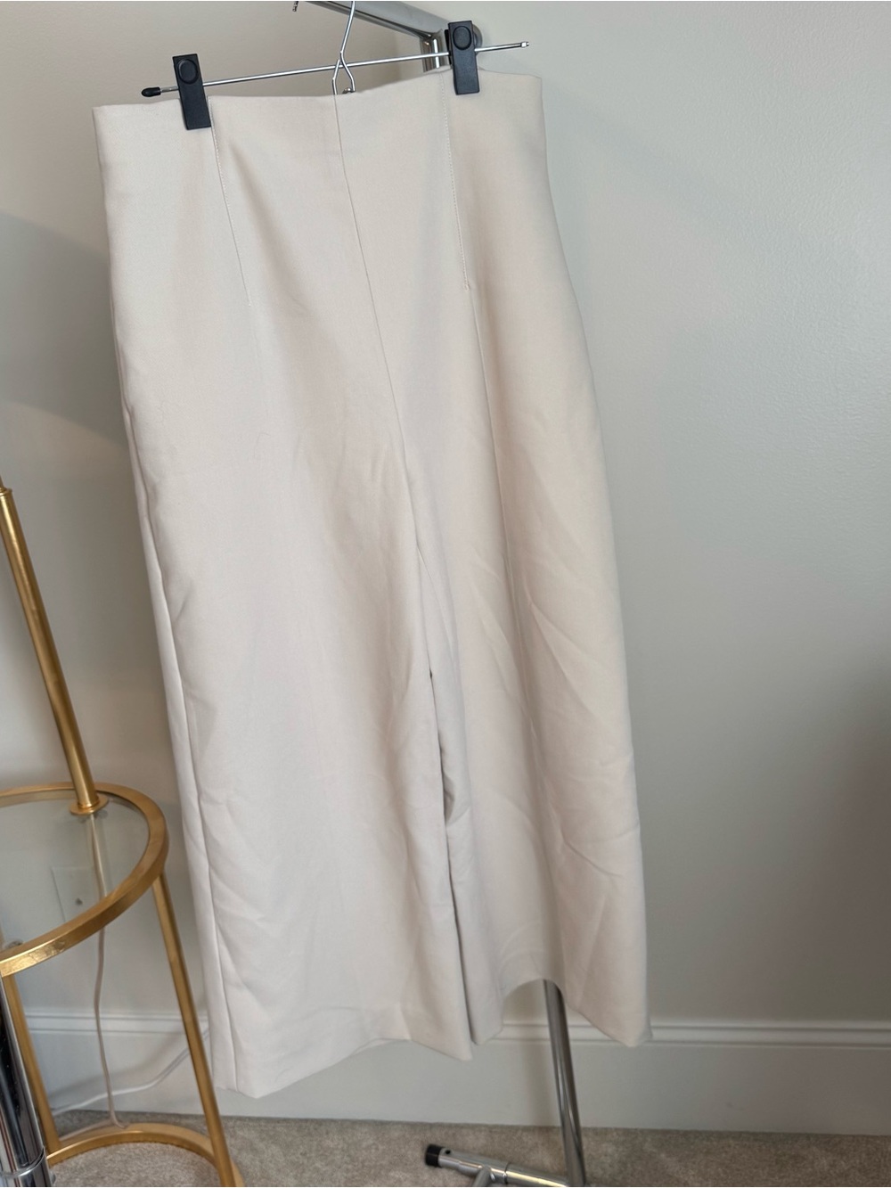 Zara Cream Wide-Leg Cropped Palazzo Pants